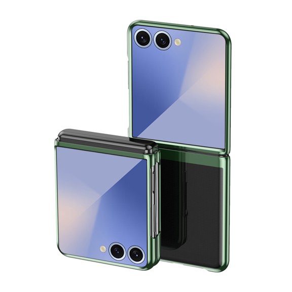 for Samsung Galaxy Z Flip 7, Crystal Transparent Electroplated Hard PC Shell, Anti-Scratch Shockproof Slim Protective Phone Cover