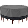 "Outdoor Patio Furniture Table and Chairs Cover 94"" Diameter Dark Grey with Black Hem - 100% Waterproof Winter Storage Cover Deck Patio Backyard Veranda Porch Table Covers"