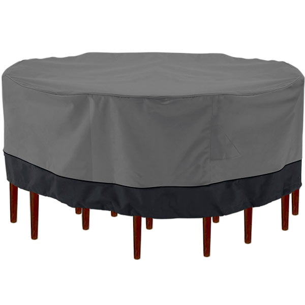 Outdoor Patio Furniture Table And Chairs Cover 94 Diameter Dark Grey With Black Hem 100 Waterproof Winter Storage Deck Backyard Veranda Porch Covers Com - Patio Table Storage Covers