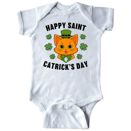 

Inktastic St. Patrick s Day Happy Saint Catrick s Day with Orange Cat Gift Baby Boy or Baby Girl Bodysuit