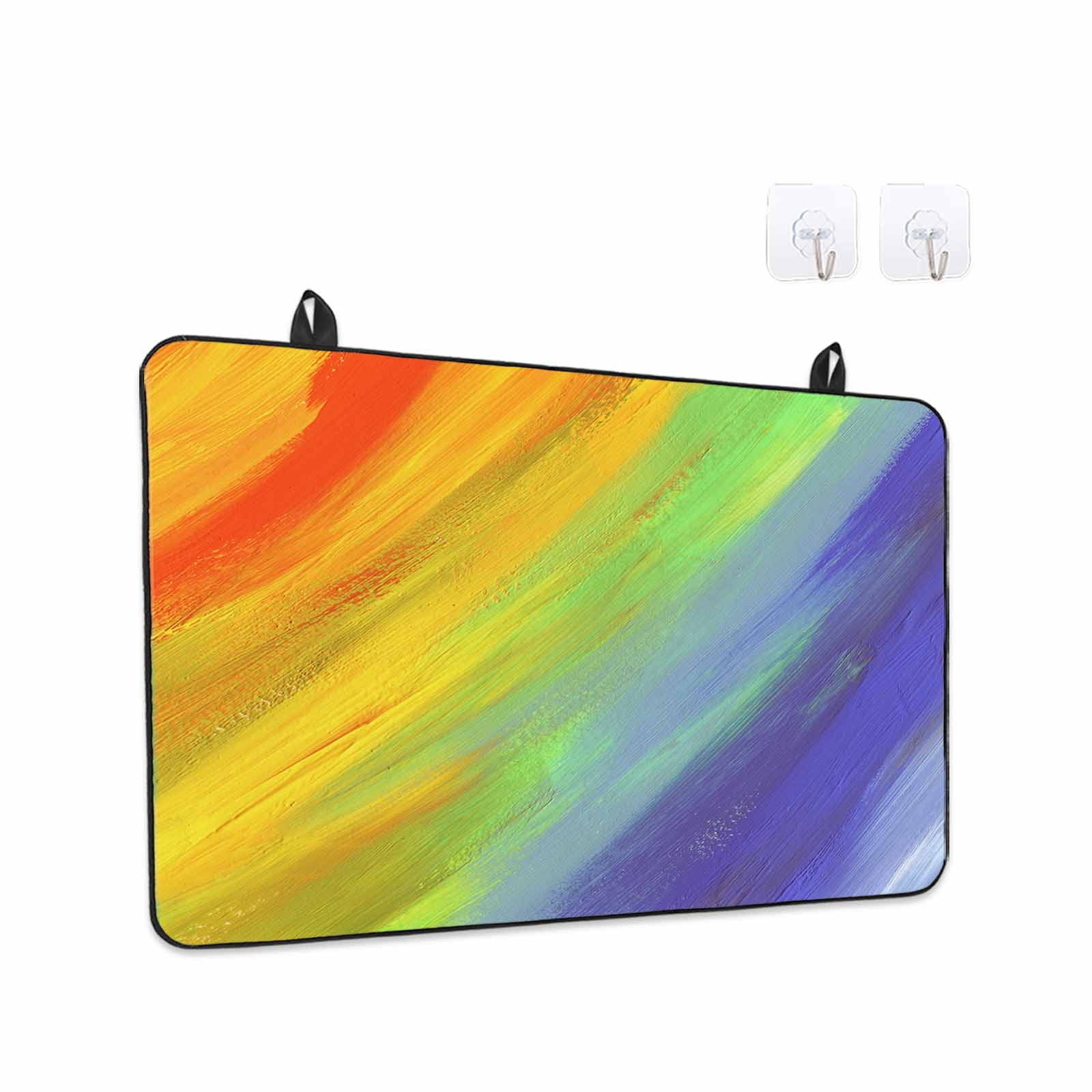 Abstract Ombre Colored, Stove Top Cover for Electric Stove, Heat-proof & Non Slip Glass Top Stove Cover Protector, Rainbow Watercolor Painting Art Kitchen Flat Cooktop Rubber Mat 24x21 Inches