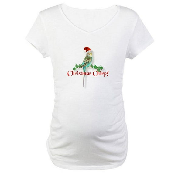 CafePress - Christmas Budgie Maternity T Shirt - Cotton Maternity T-shirt, Cute & Funny Pregnancy Tee