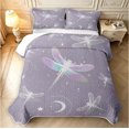 thumbnail image 2 of Erosebridal Boho Dragonfly Bed Spread Queen,Dreamy Flower Queen Coverlet Set,Lavender White,3pcs,1 Quilt and 2 Pillowcases, 2 of 7