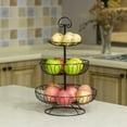 thumbnail image 7 of Basicwise 3 Tier Fruit Basket Stand for Kitchen Counter - Black Wire Metal Produce Organizer, Vegetable Storage Bin, Snack Holder, Onion Potato Holder, Pantry Wire Baskets, 12 x 12 x 18.25 Inch, 7 of 7