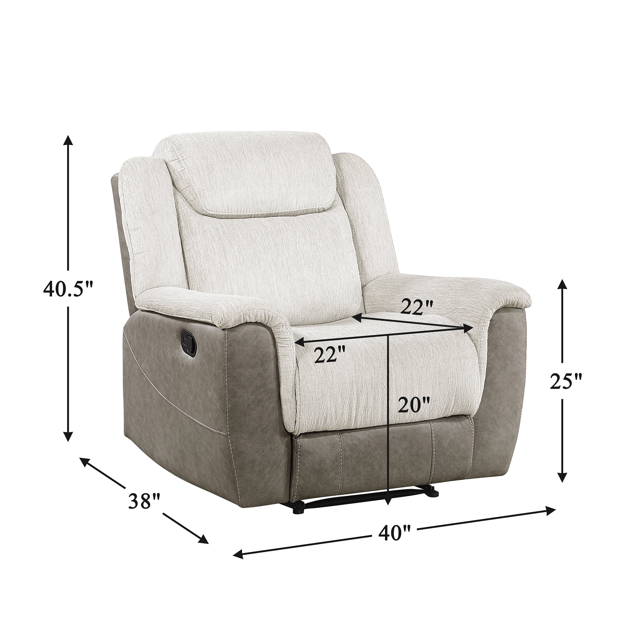 OakvillePark Harrowlyn Chenille and Polished Microfiber Manual Recliner, Beige
