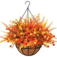 thumbnail image 5 of Scidweet Artificial Fall Hanging Flowers with Basket Outdoors, 12 Pcs Autumn Fake Flowers Faux Plants Coconut Lining Basket Fall Decorations for Home Outside Patio Garden Decor, Multicolor, 5 of 8