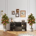 thumbnail image 4 of Gymax 2PCS 5 FT Artificial Croton Plant w/ Multi-colored PEVA Leaves Solid Wood Trunk, 4 of 10
