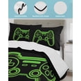 thumbnail image 4 of Quilts Twin Size, Green Game Controller Soft Comforter Bedding Set for Bed, Modern Art Gaming Handheld Black Lightweight Quilted Bedspread with Pillow Cover(2 Pieces) for All Season, 68x86 Inch, 4 of 6