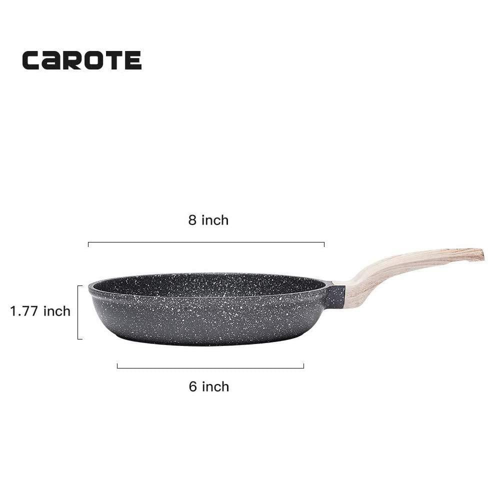 Soft Touch Suitable For All Stove Including Induction Bakelite Handle With Wood Effect Carote 8 Inch Frying Pan PFOA Free Stone-Derived Non-Stick Coating From Switzerland 