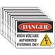 thumbnail image 1 of 10 hojas de 5 x 7 pulgadas, pegatinas de peligro de alto voltaje, señal de peligro de alto voltaje, peligro de descarga eléctrica, solo personal autorizado, pegatinas duraderas en rojo, negro y blanco, 1 of 8