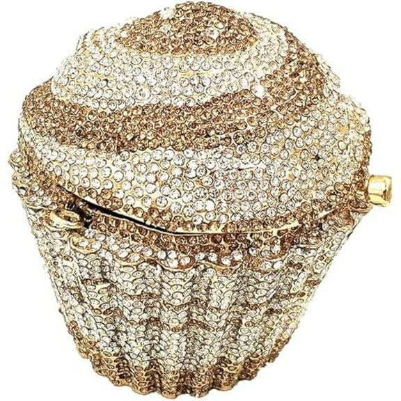 MASWLM Women Cute Cupcake Rhinestone Evening Bag Shiny Crystal Clutch Bag for Wedding Prom Party