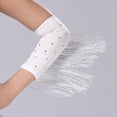 thumbnail image 7 of FVDPWYE 1 Pair Latin Dance Arm Sleeves Comfortable Shiny Practice Durability Sparkly White Silver, 7 of 7