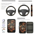 thumbnail image 3 of Yuyamidu 13 PCS Car Seat Covers Full Set Fire Wolf Steering Wheel Cover Seat Belt Covers American Flag Center Console Cover Lip Balm Sleeve Cup Coasters Keychain, 3 of 6