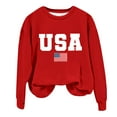 thumbnail image 4 of Charmgo Clearance Womens Sweatshirt, Women's Autumn Round Neck American Flag USA Print Shirt Loose Casual Hooded Sweatshirt Graphic Hoodies, USA Sweatshirt for Women Red L, 4 of 6