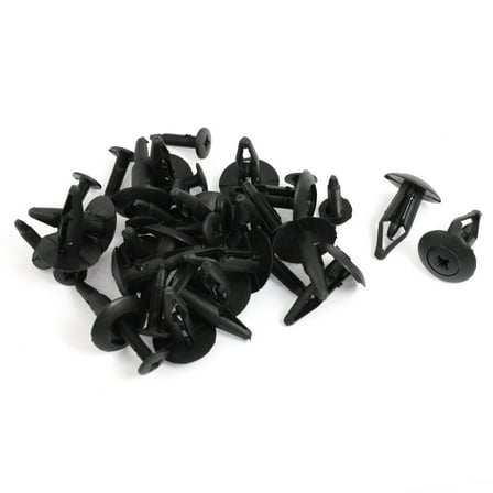 Unique Bargains 20 x 7.5mm Hole Black Plastic Fastener Rivet Bumper Push-Type Retainer Clips