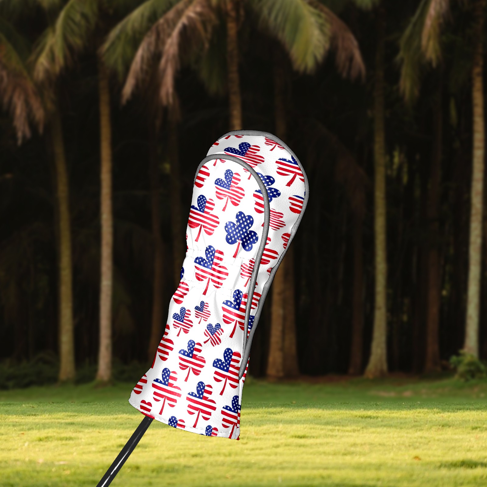 Golf Club Covers, Red Clover Premium PU Leather Driver Hybrid Putter Head Covers with Velvet Lining, Waterproof Golf Gifts for Men Women