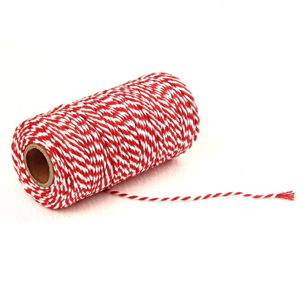 6 roll 100M Macrame 2-Ply Cotton Braid Thread with Spool Round Red 2mm 109.36 Yards(100m)/Roll