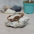 thumbnail image 2 of Round Glass Bead Cat's Eye Cabochon Braided Dyed Leather Bracelet - Womens Fashion Handmade Jewelry Boho Accessories, 2 of 5