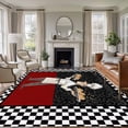 thumbnail image 2 of Abstract Large Area Rugs 5x8 ft Cartoon Style Chef Bread White Black Checkered Border Washable Rug Non Slip Indoor Carpet Absorbent Floor Mat for Living Room Bedroom Dining Room, 2 of 9