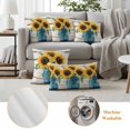 thumbnail image 6 of Sunflower Outdoor Waterproof Pillow Covers, Blue Bottle Yellow Floral Country Woodgrain Decorative Square Throw Pillowcase Sofa Cushion Sham for Patio/Couch/Chair, 24"x24" 2 Pack, 6 of 8