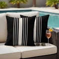 thumbnail image 6 of Pack of 2 Outdoor Pillow Covers,Waterproof Black Beige Striped Throw Pillow Covers,Modern Farmhouse Retro Lines Decorative Pillowcases Cushion Covers for Patio Couch Pillow Sham Protector 20x20 Inch, 6 of 8