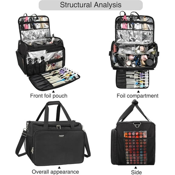 Professional Hairdressing Bag with Shoulder Strap, Large Capacity Salon Organizer for Barber and Stylist