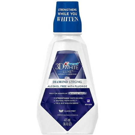 Crest 3D White Luxe Diamond Strong Anticavity Fluoride Whitening Mouth Rinse, Clean Mint 16