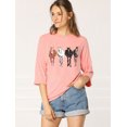 thumbnail image 3 of INSPIRE CHIC Woman's Drop Shoulder 3/4 Sleeves Horse Print Loose Tops, 3 of 6