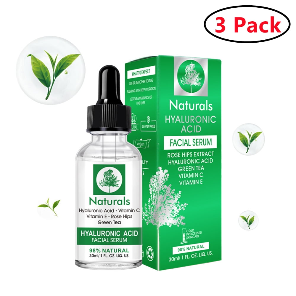 3 Pack Vitamin C Face Serum with Hyaluronic Acid & Vitamin E, Anti