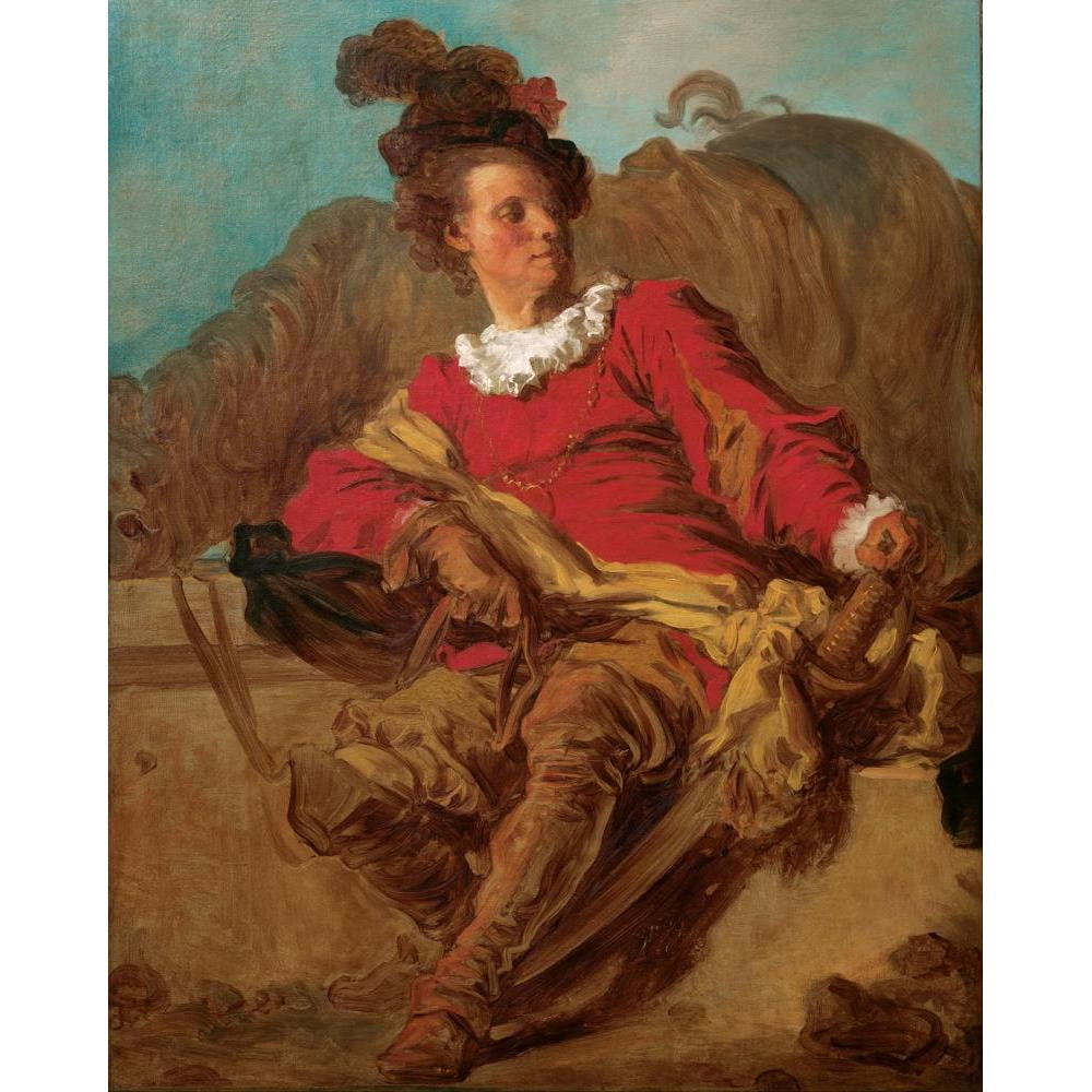 Jean-Honoré Fragonard 15x18 Black Modern Framed Museum Art Print Titled - Jean-Claude Richard, Abbot of Saint-Non, Dressed ‘A L'Espanole’ (circa 1769)