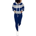 thumbnail image 4 of Nimsruc Conjuntos de dos piezas para mujer, pantalones de entrenamiento, trajes casuales para correr, chándal de manga larga, azul, gris, L, 4 of 5