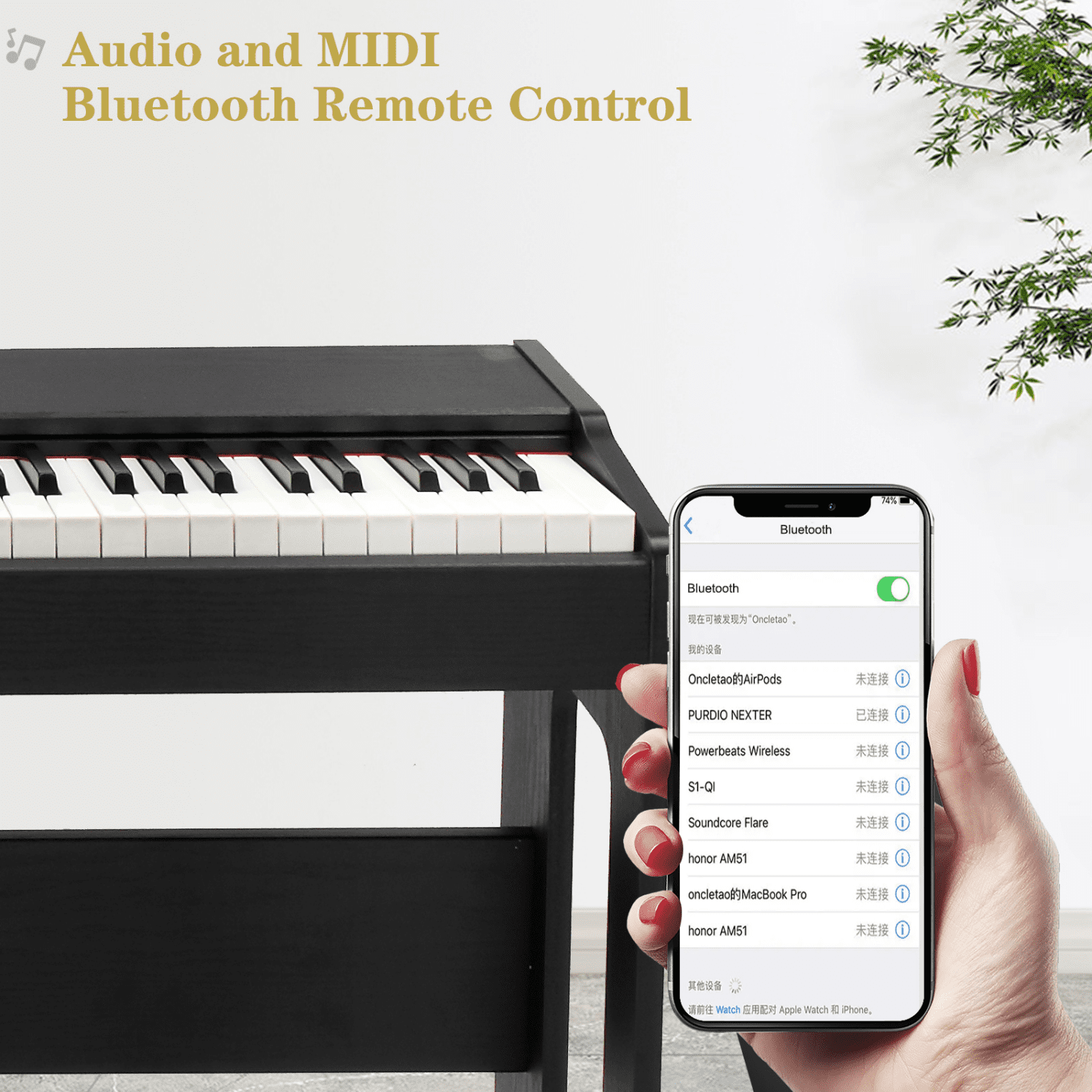 Hassch Digital Piano 88-Key for All Experience Levels, Electric Keyboards Piano with Furniture Stand, Power Adapter, Triple Pedals and Headphone, Black