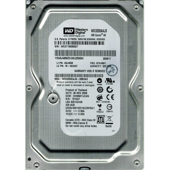 Western Digital WD3200AAJS-08B4A0 320GB DCM: DHNNHTJCAN