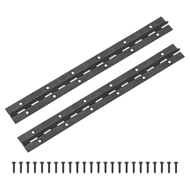 Uxcell 2-Pack Bisagras Continuas y de Piano Negras, 12x1.2x0.04" Acero Inoxidable 304 con Tornillos para Puertas de Armarios