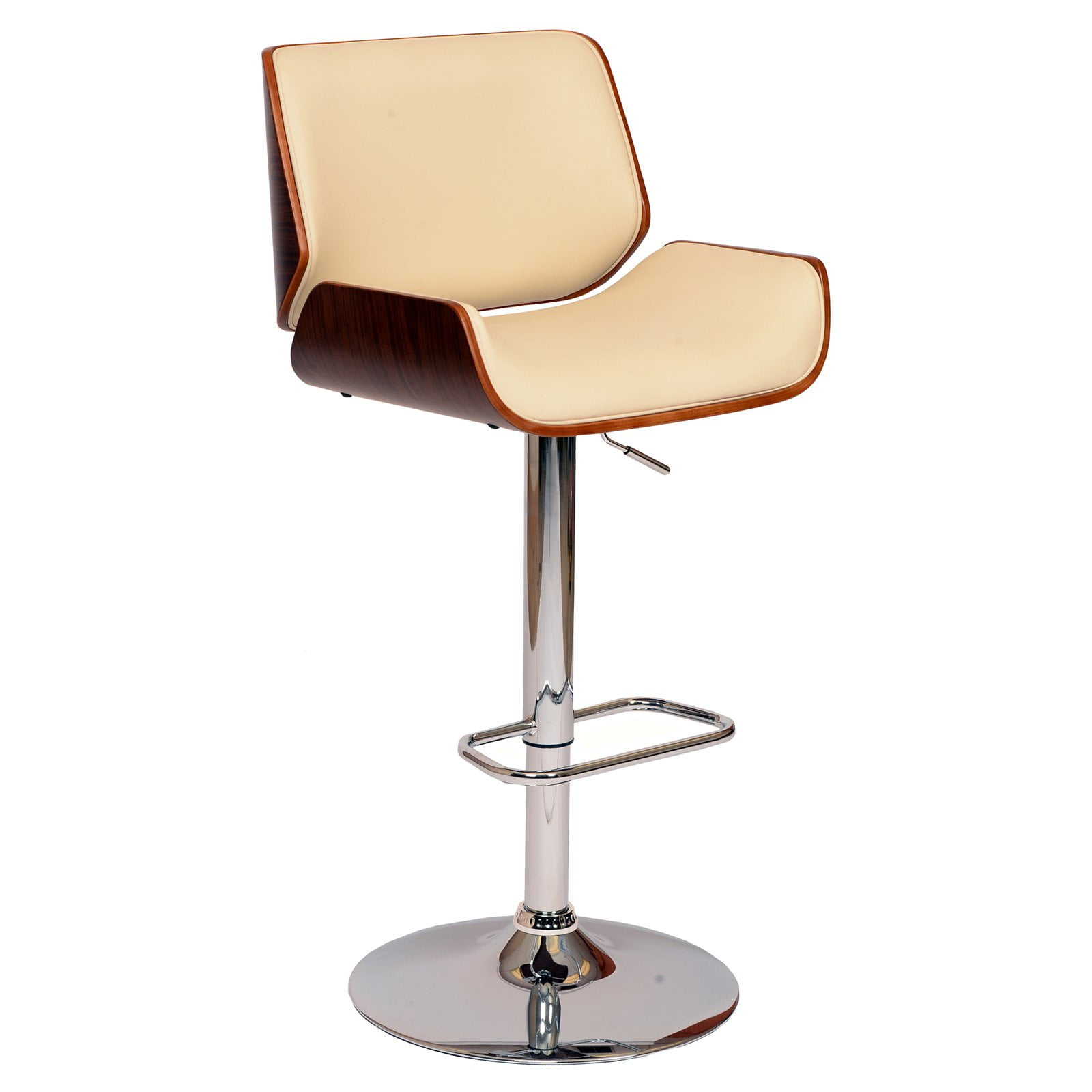 Armen Living London Swivel Barstool Cream Walnut Veneer And Chrome Armen Living London Swivel Barstool Cream Walnut Veneer And Chrome Base Com