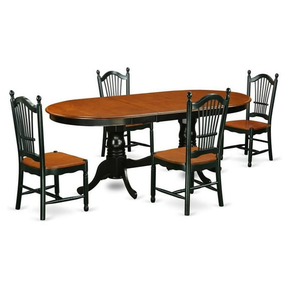 East West Furniture Dining Room Set Black & Cherry, PLDO5-BCH-W
