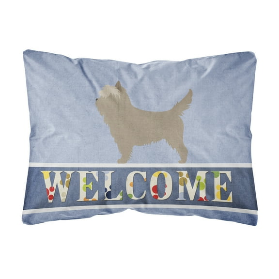 Carolines Treasures BB8286PW1216 Cairn Terrier Welcome Canvas Fabric Decorative Pillow, Blue, 12H x16W, multicolor