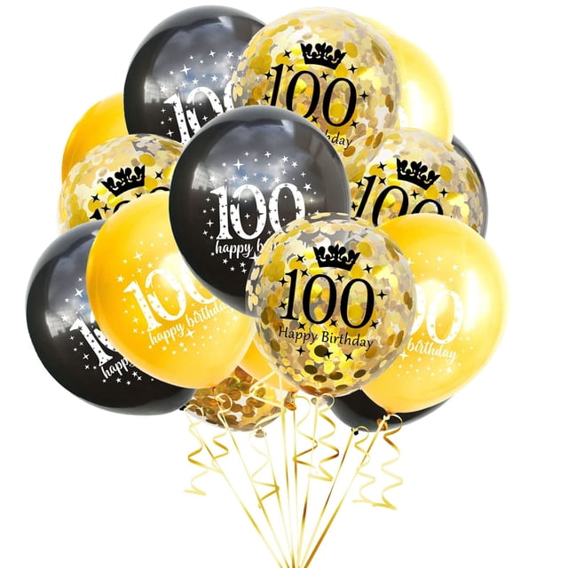 Globos SHUNTAI 100.º cumpleaños látex 12 pulgadas 15 unidades