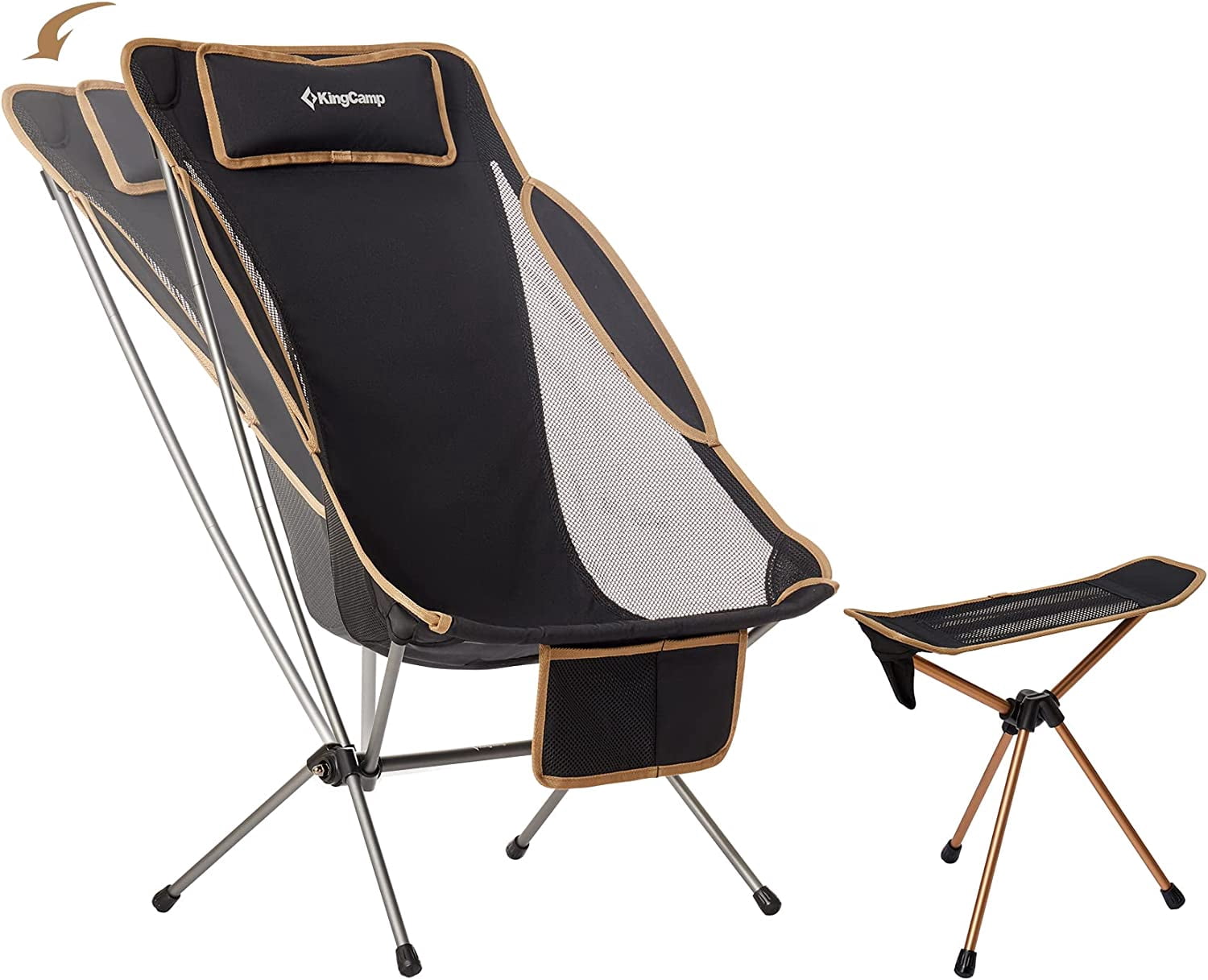 K2Outdoor Lightweight High Back Folding Camping Chair With Carry Bag – Supports 330lbs, Only 2.91lbs, For Beach, Hiking & Travel (Black)