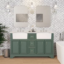 Zelda 60" Double Farmhouse Bathroom Vanity with Sage Green Cabinet and Quartz Top