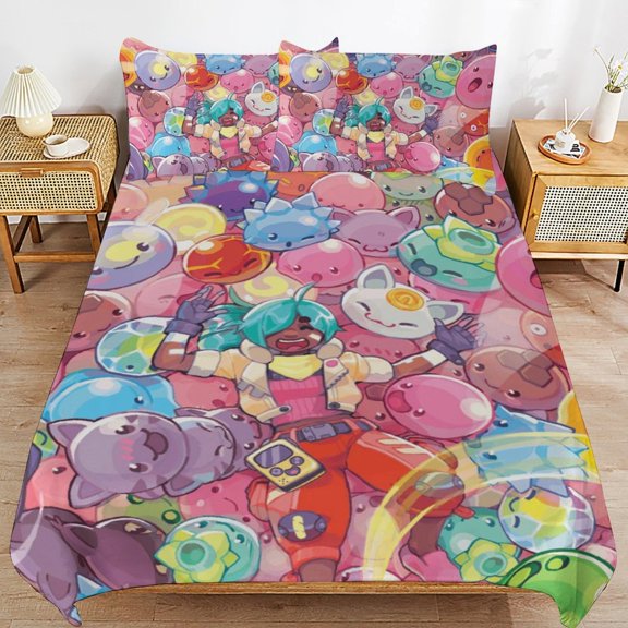 3 Piece Comfortable Bedding Set Slime Rancher Duvet Cover Twin Bed with 2 Pillowcase 86"x70"