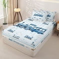 thumbnail image 2 of Castle Fairy Watercolor Train Zipper Twin Comforter Sets with Fitted Sheet and 2 Pillowcases,Stripe Cloud Art Zipper Bedding Set for Bedroom,Light Blue White,4-Piece,Reversible, 2 of 6