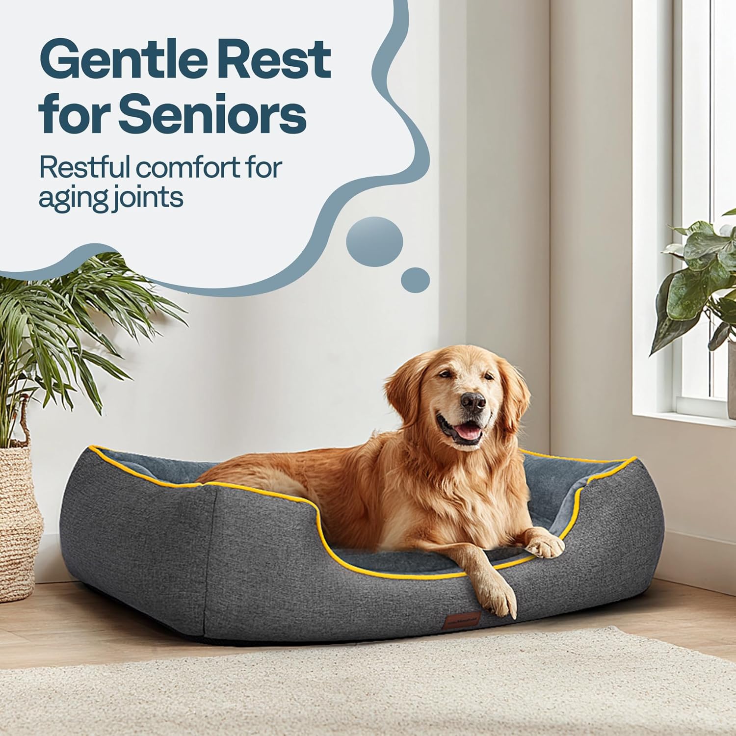 SPECSTAR 44" Orthopedic Dog Bed with Egg-Crate Foam and Pillow Filling for Large Dogs – Dual-Layer Interior Extra Support for Joint Pain, Dual-Sided Cooling & Warming for All Seasons, Grey