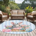 thumbnail image 4 of Round Rugs 5Ft, Spring Easter Bunny Round Area Rug Washable Indoor Throw Carpet, Watercolor Floral Botanical Eggs Blue Plaid Soft Non Slip Circle Rug for Cabinet Bathroom Home Decor Aesthetic, 4 of 8