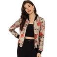 thumbnail image 1 of Dde San Patricio ChaqueDe Bombardero Floral LigeCon CremalleY Cuello Alto PaMujer Caqui L, 1 of 6