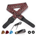 thumbnail image 1 of Sangle de Guitare Réglable pour Guitare Électrique Acoustique Basse avec Verrous Pièces Rouge, 1 of 10