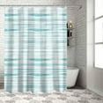 thumbnail image 3 of Shower Curtain Stripes Shower Curtains for Bathroom Decor Watercolor Blue Green Shower Curtain Sets with Hooks Waterproof Fabric Bath Curtain Extra Long 72" X 84", 3 of 5