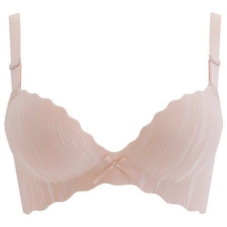 GENGING Ladies Tops Clearance Woman s Vertical Grain No Rims Sexy Lingerie Without Steel Rim Bra 2027 Bow Full Cup Bras