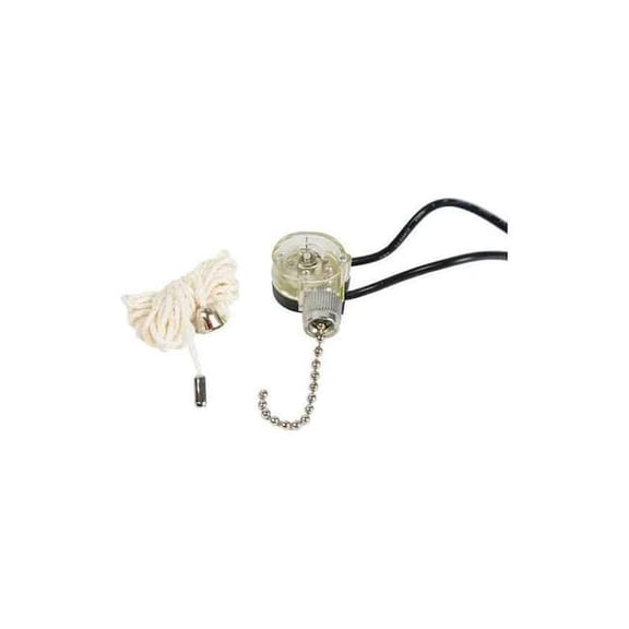 Gardner Bender GSW-31 Pull Chain Switch, 125 -250 VAC, 3/6 A, 1 P, 2 Position