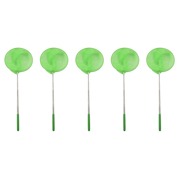 5X Outdoor Catching Catching Butterfly Net Fishing Net Bag Stainless Steel Telescopic Fishing Net Tool-Green